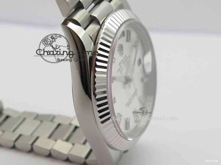 MiroTime 0423 Unisex Day Date 40mm SS BP Maker Best Edition Silver Dial Diamond Markers On SS Bracelet ETA 3690